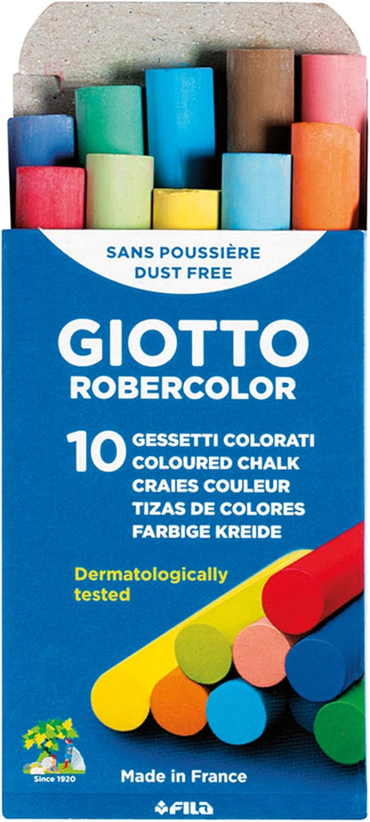 GIOTTO Robercolor, Tiza antipolvo para pizarras, Colorida, 10 unidades