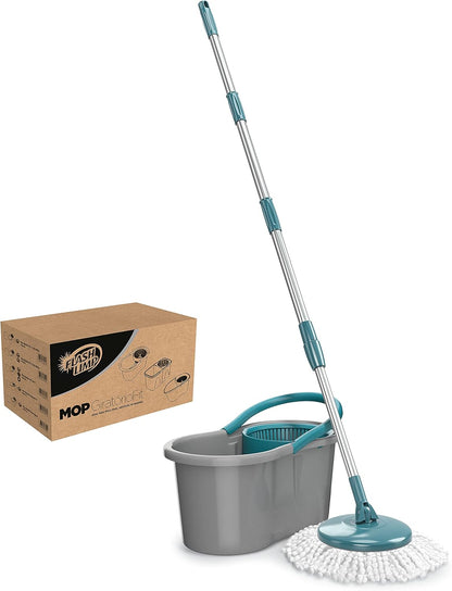 Mop Giratório Fit, Balde 8 litros, limpa, centrifuga, lava e seca, Flash Limp