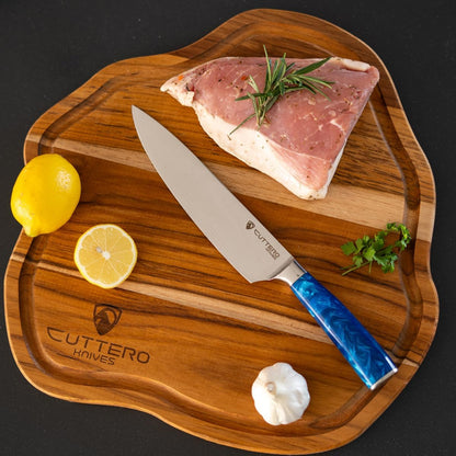 Cutelo Sky Azul 8 Polegadas - Faca do Chef Profissional em Aço Inoxidável: Ferramenta Culinária de Alta Precisão