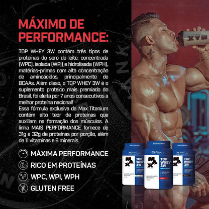 Max Titanium Top Whey 3W Mais Performance 900G Baunilha