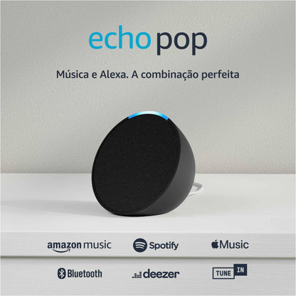 Echo Pop (Última geração) | Smart speaker compacto com som envolvente e Alexa | Cor Preta