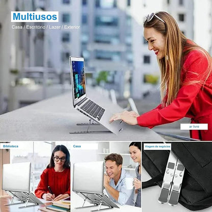 Suporte De Notebook De Alumínio Ajustável Para Notebook De 6 Ângulos Ajustável De Alumínio Dobrável E Ergonômico Para Desktop Portátil Compatível Com Macbook, Ipad, Hp, Dell, Lenovo 10-17 Polegadas