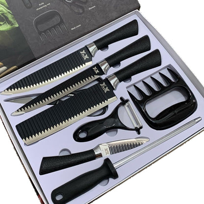 Jogo Faca em Inox Profissional - Kit Churrasco, Conjunto de 08 Peças Gourmet, Azimark