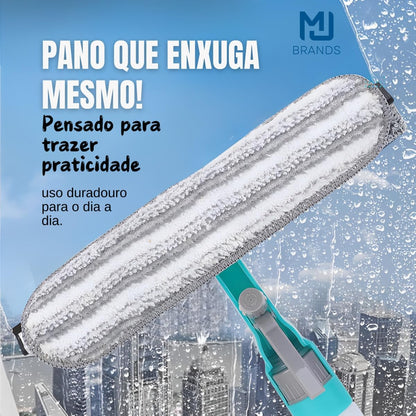 Limpador com Rodo e Spray, Ferramenta 4 em 1 para Limpeza de Vidros, Espelhos, Azulejos