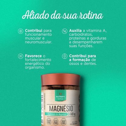 Nutrify - Magnésio 1400mg - Multivitamínico, Sem Glúten, Sem Lactose, Sem Açúcar - 60 Cápsulas