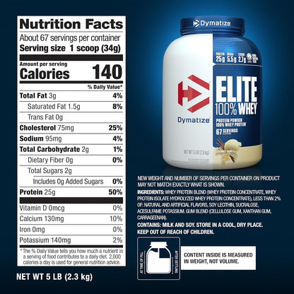Elite 100% Whey Protein (2,3kg) - Sabor Gourmet Vanilla, Dymatize Nutrition