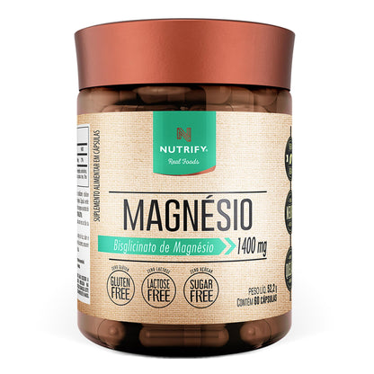 Nutrify - Magnésio 1400mg - Multivitamínico, Sem Glúten, Sem Lactose, Sem Açúcar - 60 Cápsulas