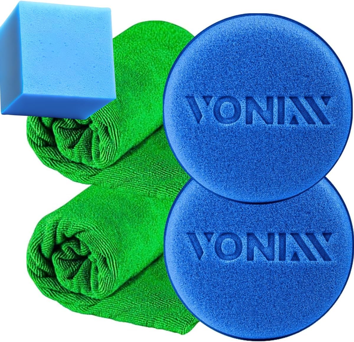 Kit Detalhamento Automotivo 2 Aplicadores de Espuma Vonixx + 2 Flanelas Microfibra 40x40