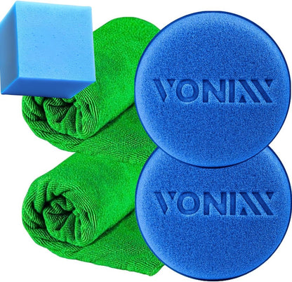 Kit Detalhamento Automotivo 2 Aplicadores de Espuma Vonixx + 2 Flanelas Microfibra 40x40