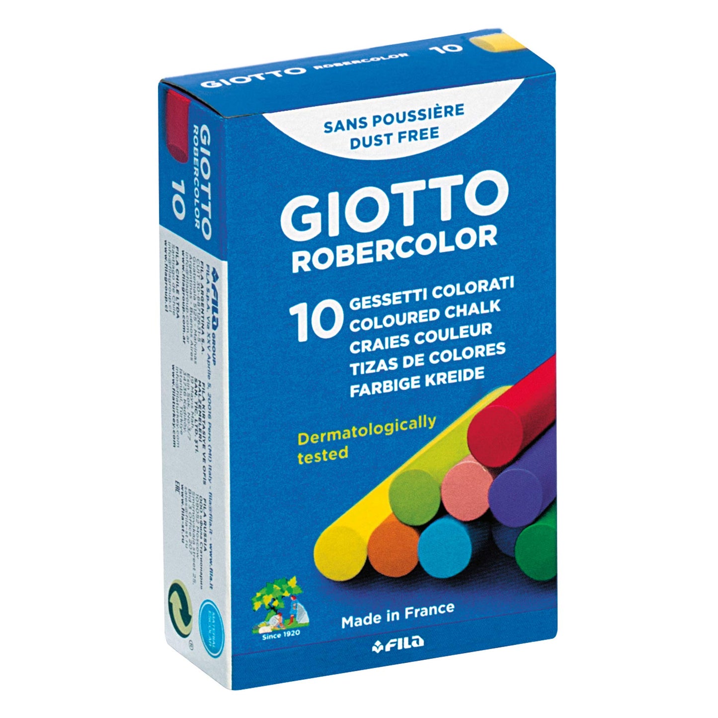 GIOTTO Robercolor, Tiza antipolvo para pizarras, Colorida, 10 unidades