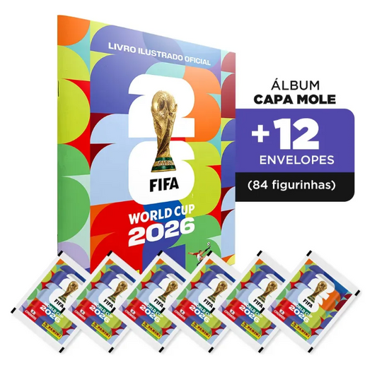 Àlbum Copa Do Mundo Fifa 2026 + 84 Figurinhas Capa mole (12 envelopes)